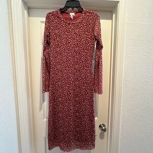 West of Melrose size M burgundy floral long sleeve dress